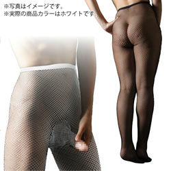 ★メンズパンティストッキング　メッシュホワイト