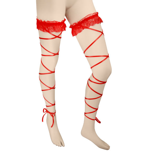 ★レースガーター付レッグラップ　レッド