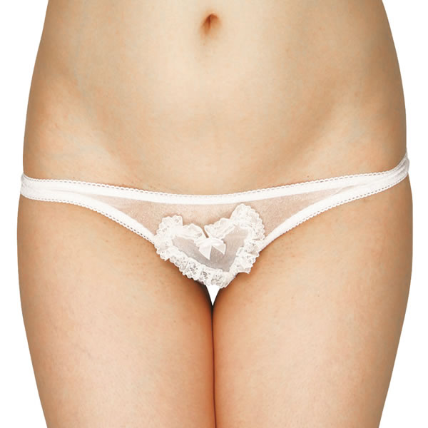 ★ハートポケット付きOバックシースルーショーツ　ホワイト