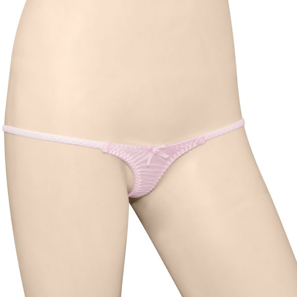 ★バックフラワー刺繍スーパーマイクロTバック　ピンク