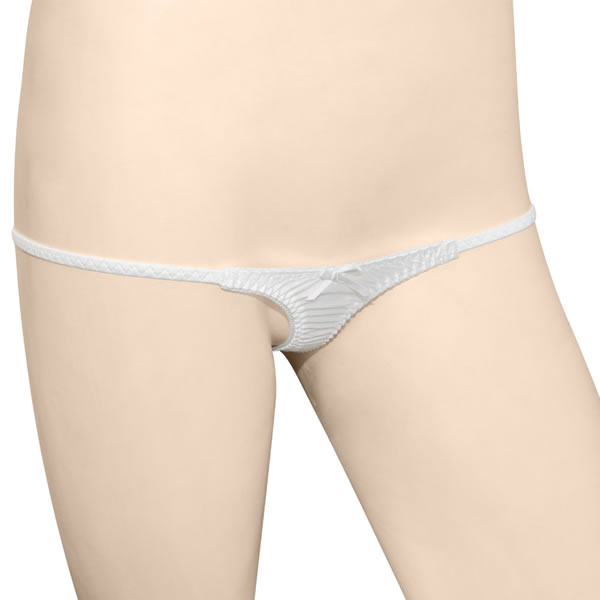 ★バックフラワー刺繍スーパーマイクロTバック　ホワイト