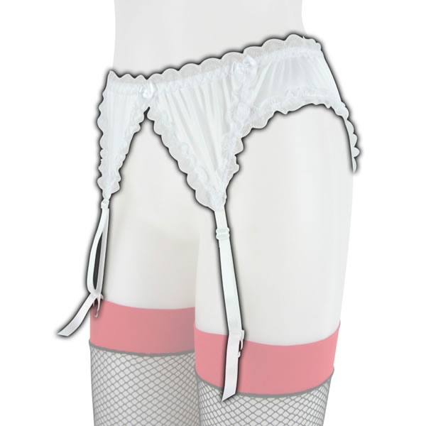 ★レースフリルグロスガーターベルト　ホワイト