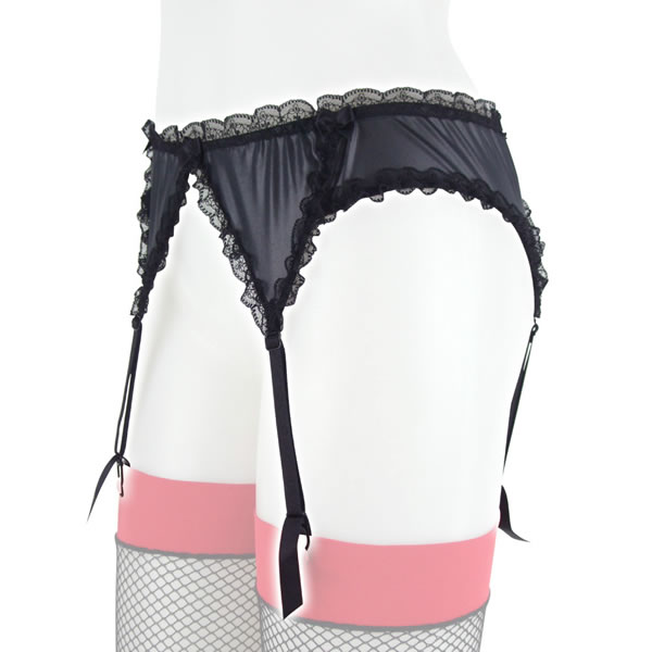 ★レースフリルグロスガーターベルト　ブラック