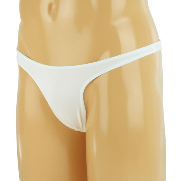 ★プレーンストレッチ メンズTバック　ホワイト