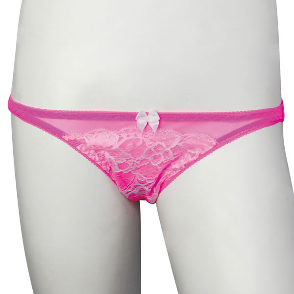 ★スパークハーフ生地フロントレース刺繍フルバック　ローズ