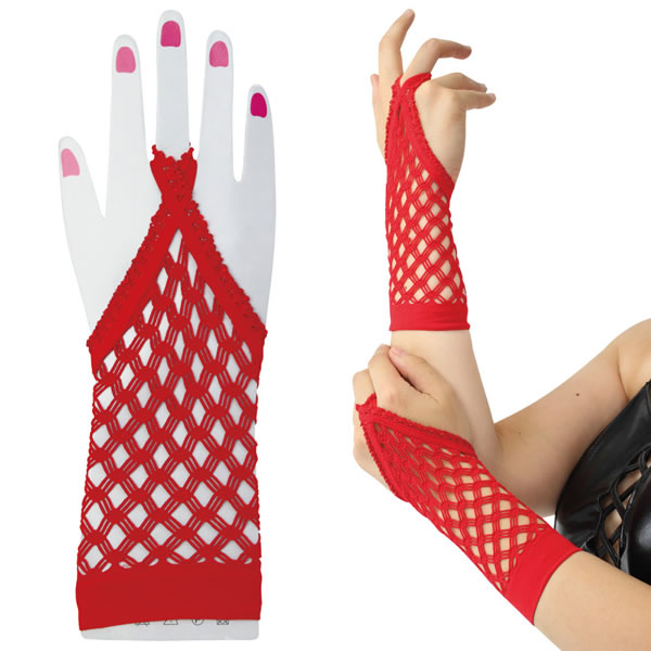 ★メッシュフィンガーレスグローブ　レッド