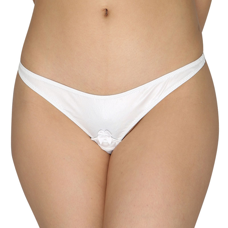 ★フェリカ光沢生地　ローターポケット&玉付きTバック　ホワイト【TW217WH】