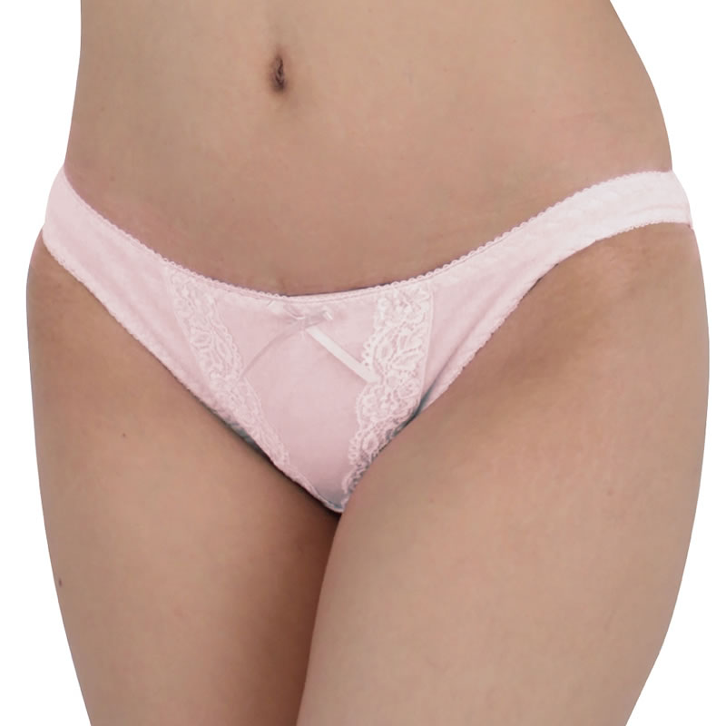 ★コットン&レースコンビフルバック　ピンク