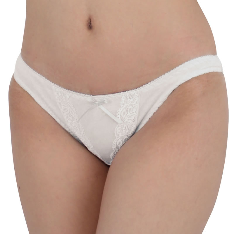 ★コットン&レースコンビフルバック　ホワイト