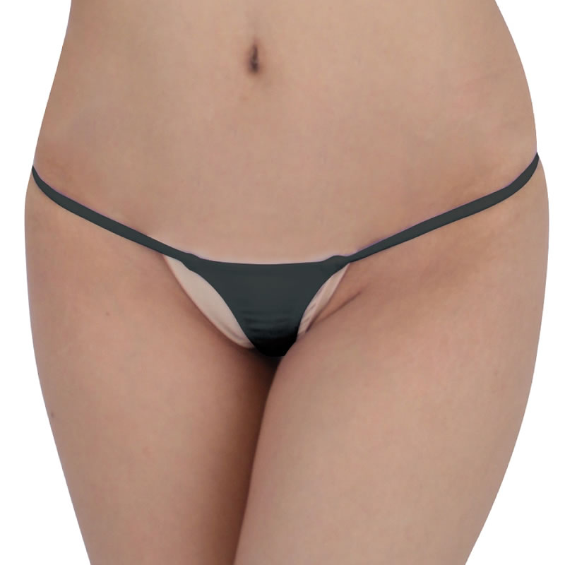 ★光沢柔らか極小TフロントTバック　ブラック