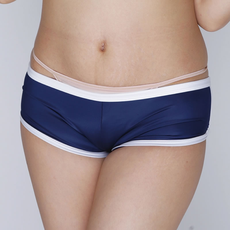 ★光沢ストレッチ体操服　ホットパンツ　ネイビー