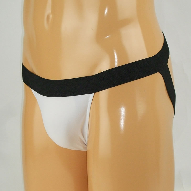 ★メンズ　平ゴムストレッチバックオープンパンツ　ホワイト