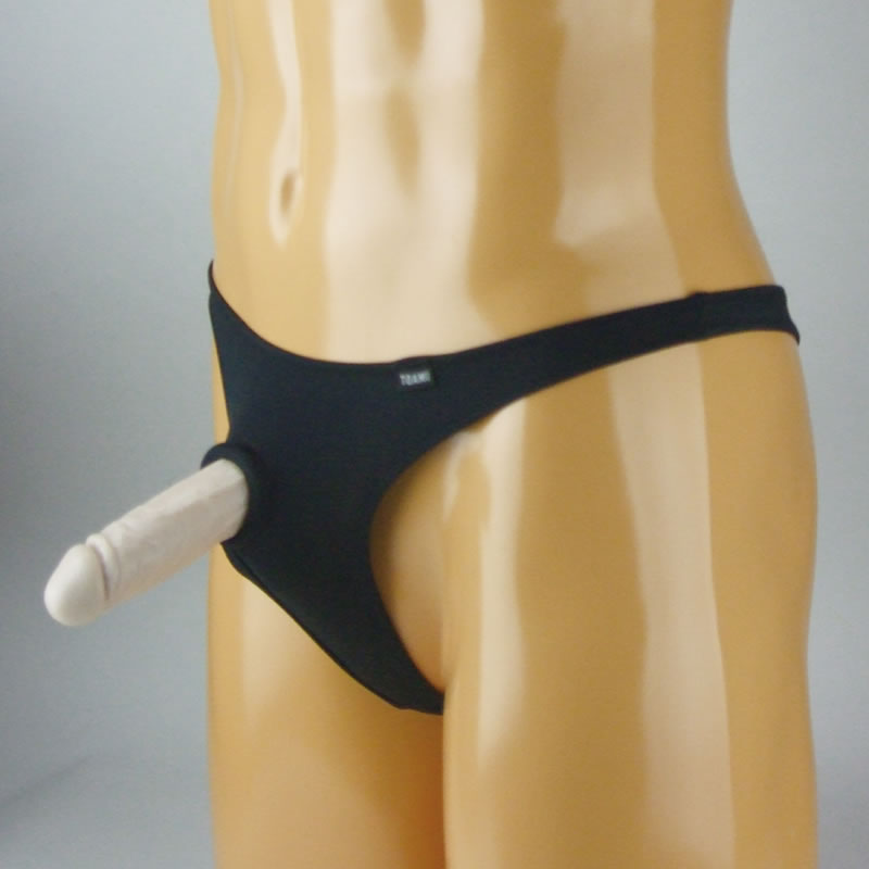 ★メンズ　2wayストレッチシリコンリング埋め込みTバック　ブラック　L