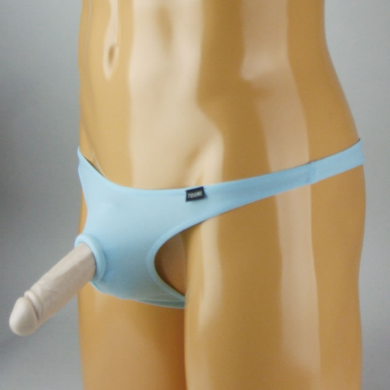 ★メンズ　2wayストレッチシリコンリング埋め込みTバック　ターコイズ　M