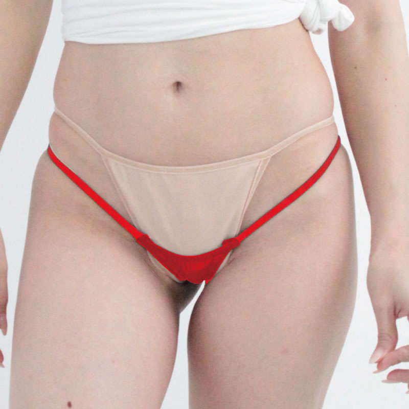 ★伸縮エナメル生地極小Tバック　レッド