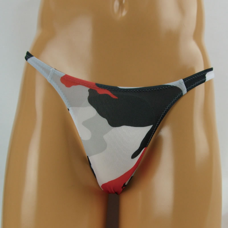 ★メンズ　2wayストレッチ迷彩柄プリントハーフバック　レッド