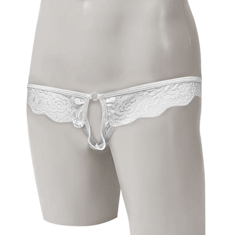 ★TML　メンズ　フロントオープンレースTバック　ホワイト