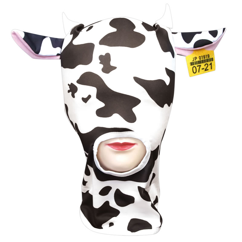 ★牛柄全頭マスク　口穴タイプ