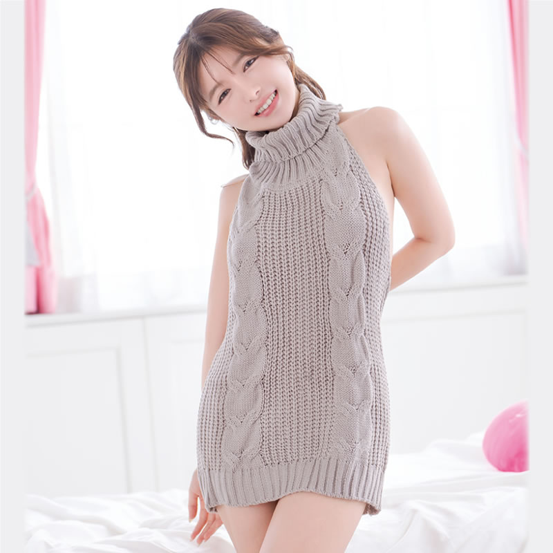 ★DOLCE.pink オーバーキルニット(バックオープン)グレー【MIU0472】