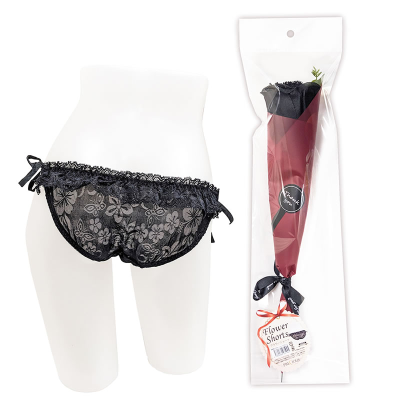 フラワーショーツ ブラック